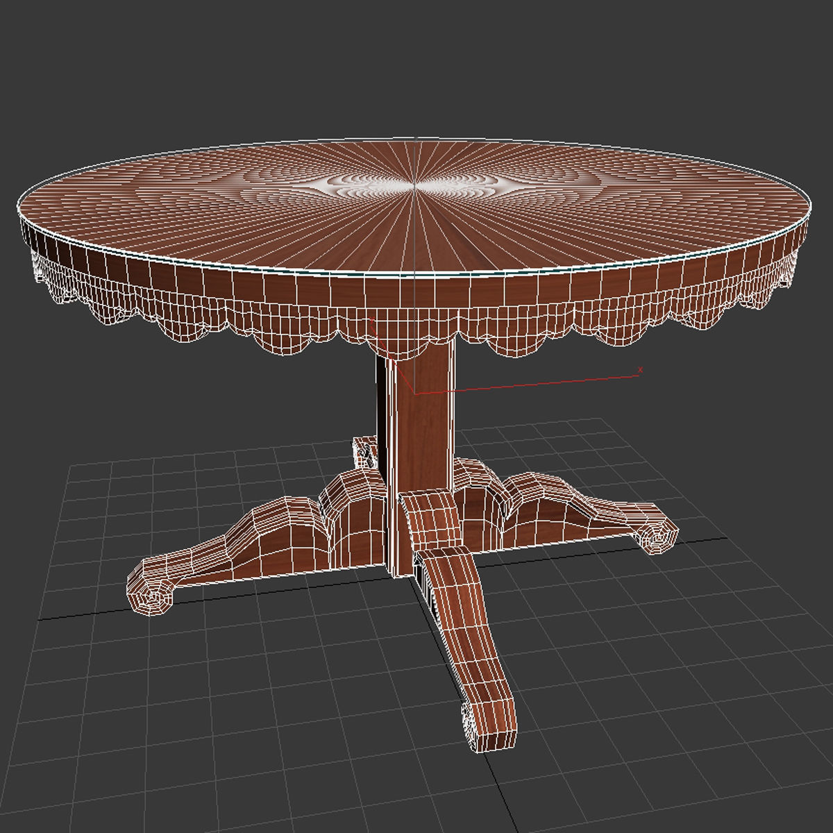 Custom made classic round dining table 3D model_7