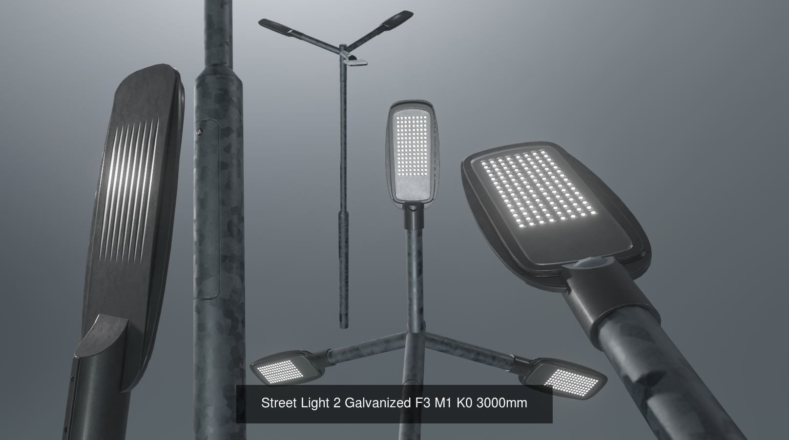 Street Light 2 Galvanized Package 3D Model Collection_15
