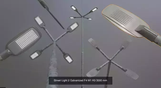 Street Light 2 Galvanized Package 3D Model Collection