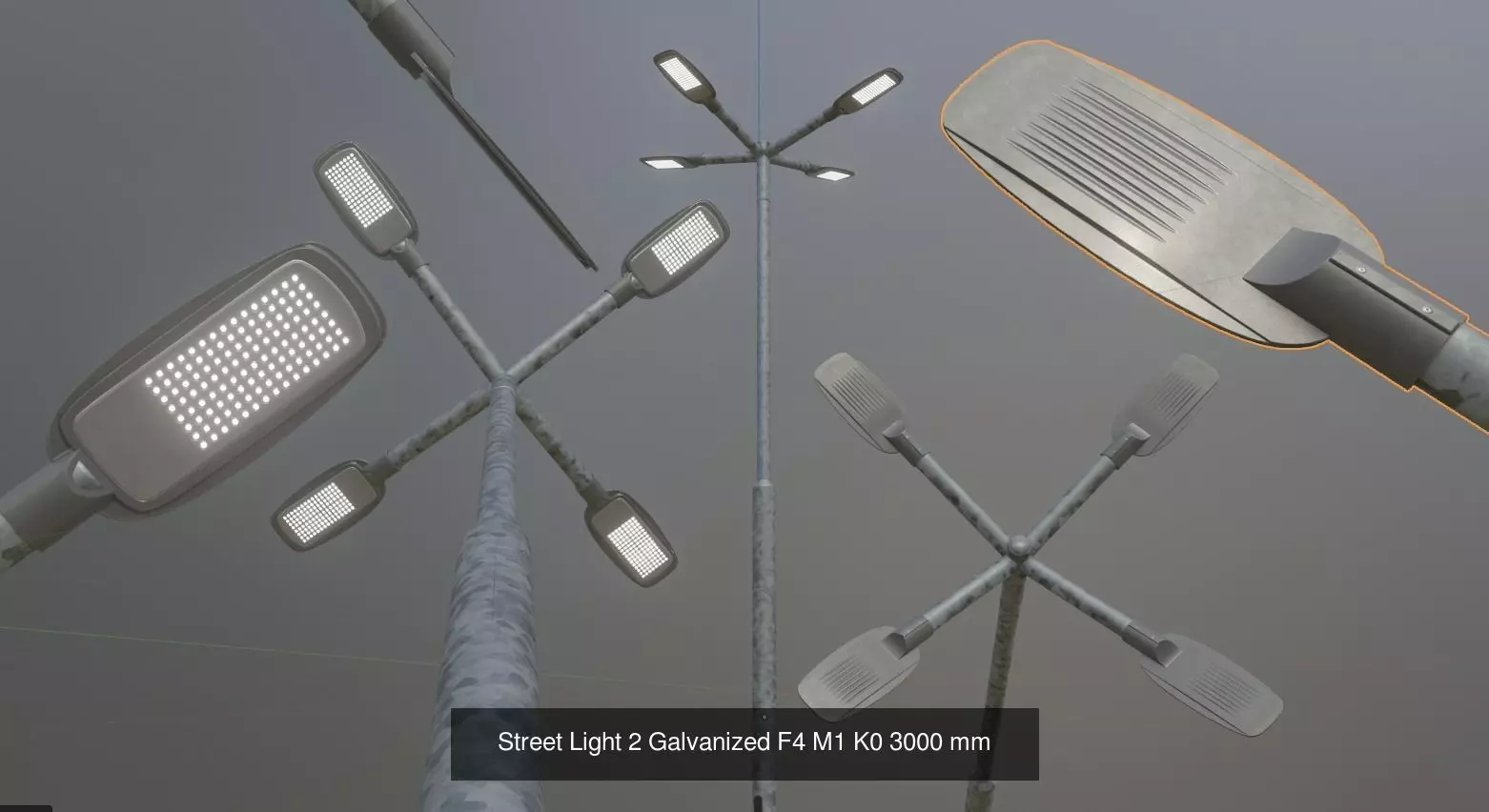 Street Light 2 Galvanized Package 3D Model Collection_0