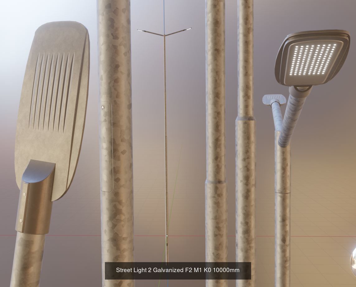 Street Light 2 Galvanized Package 3D Model Collection_7