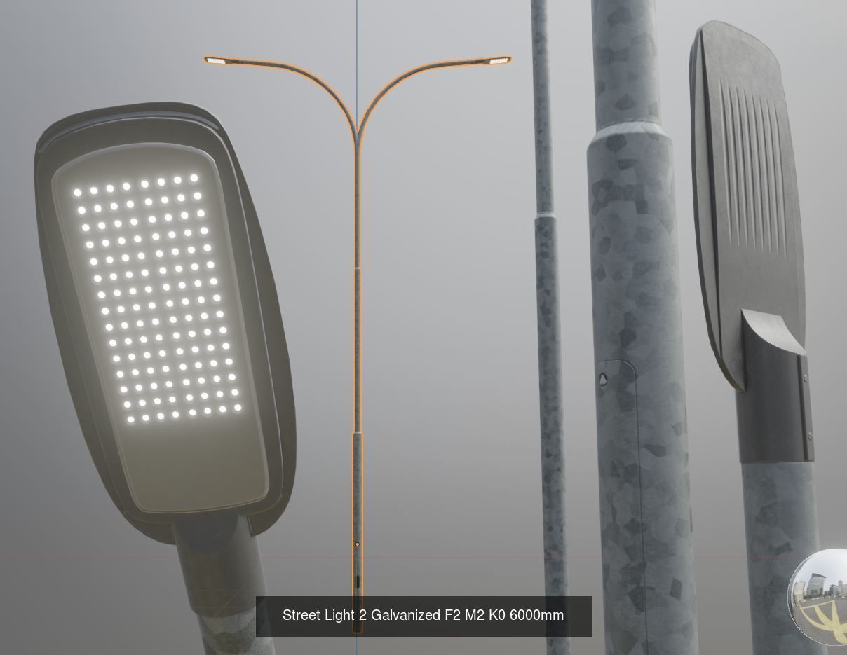 Street Light 2 Galvanized Package 3D Model Collection_12
