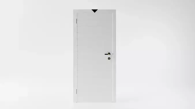 White Slatted Door With Black Handle 