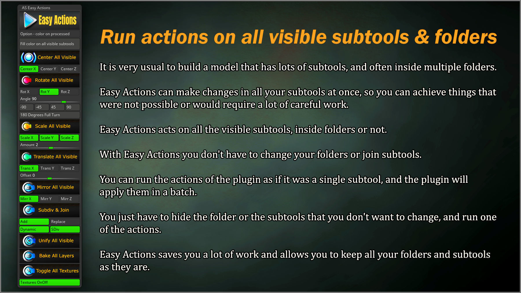 Easy Actions ZBrush Plugin 3D model_2