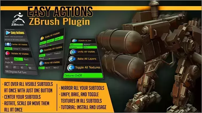 Easy Actions ZBrush Plugin 3D model Easy Actions ZBrush Plugin 3D model