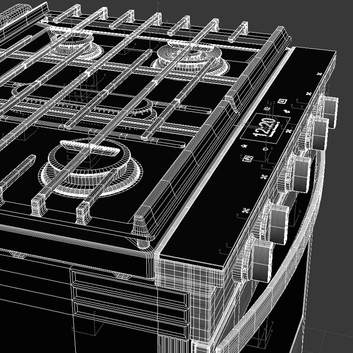 Whirlpool Smart front control Gas Range with Hinged   3D model_5