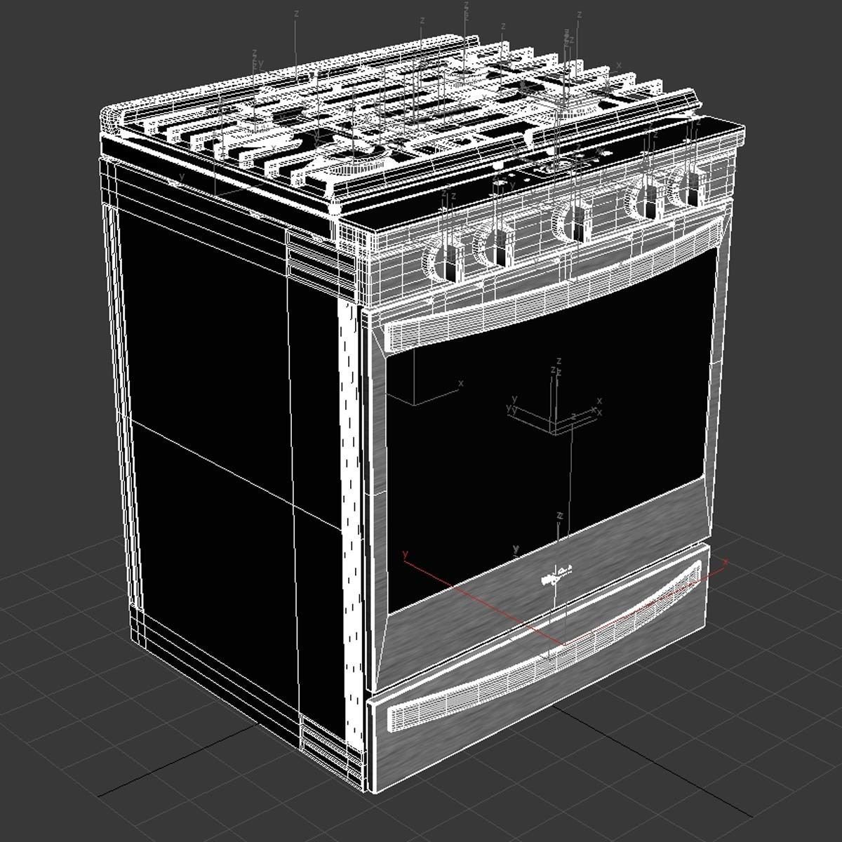 Whirlpool Smart front control Gas Range with Hinged   3D model_6