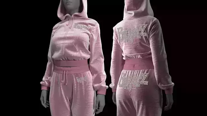 Pink Tracksuit  with Bratz Logo Fitted to Gen8 Body Mesh 3D model