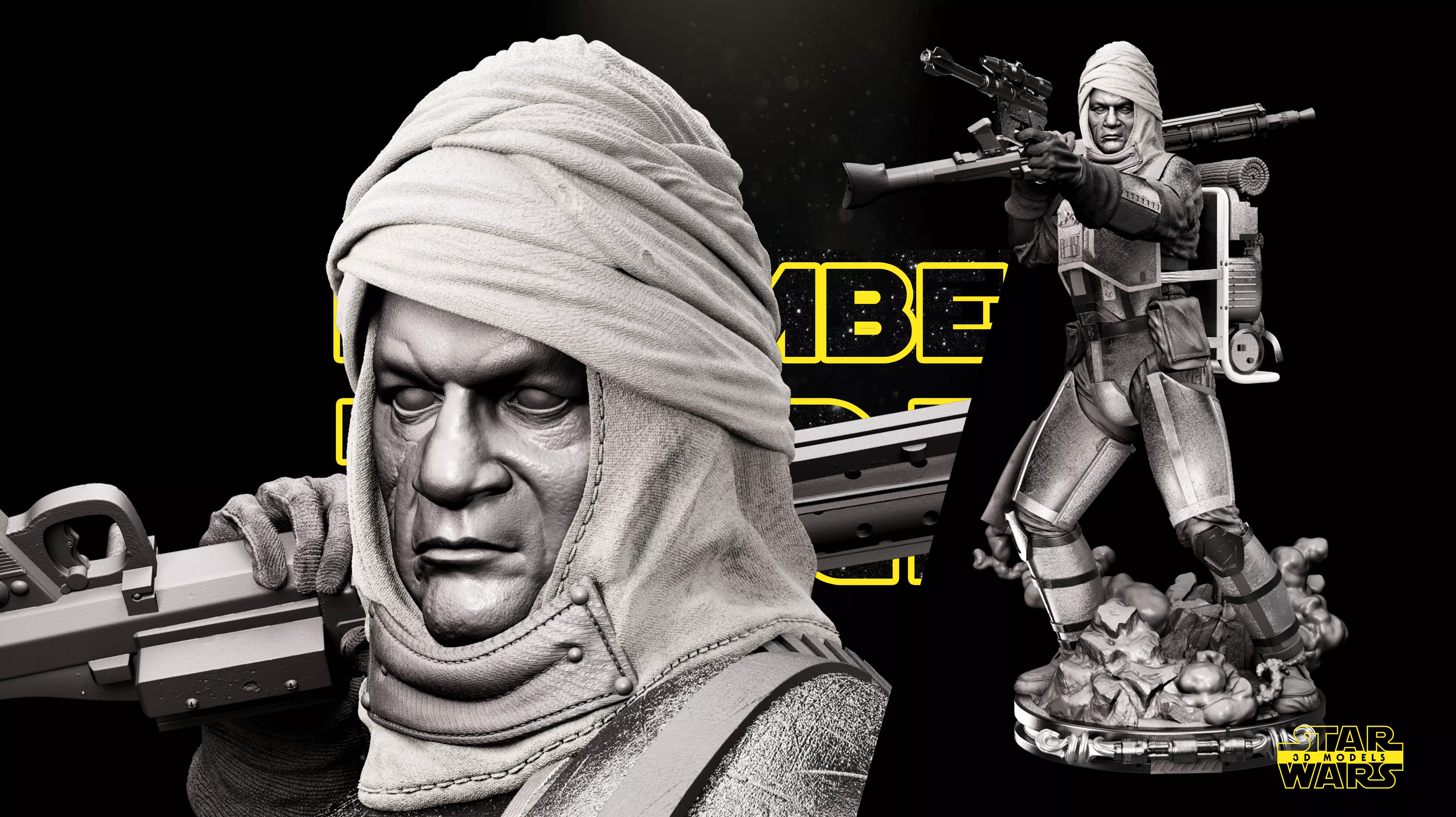 Dengar Sculpture Star Wars 3D Models Ready for 3D printing 3D print model_0