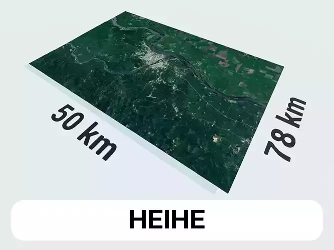 Heihe China City Landscape 3D Model
