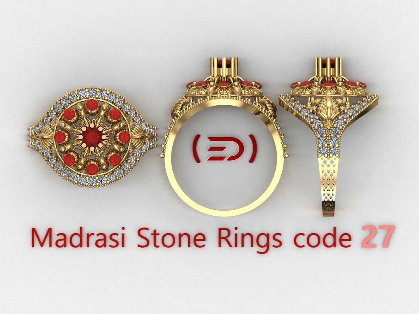 Madrasi And Stone Rings Collection  3D print model_26