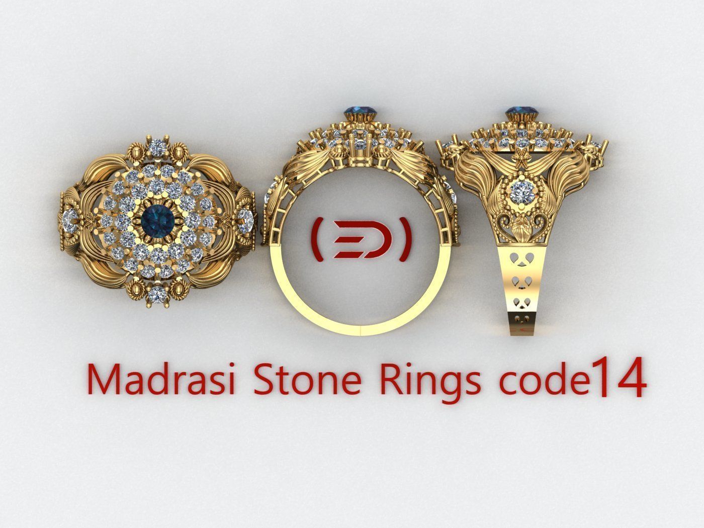 Madrasi And Stone Rings Collection  3D print model_13