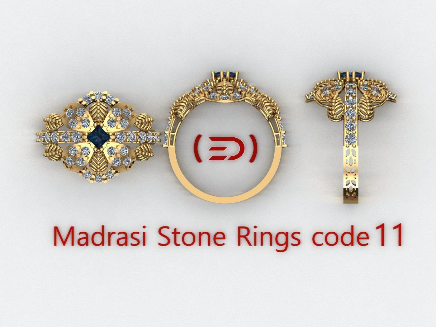 Madrasi And Stone Rings Collection  3D print model_10