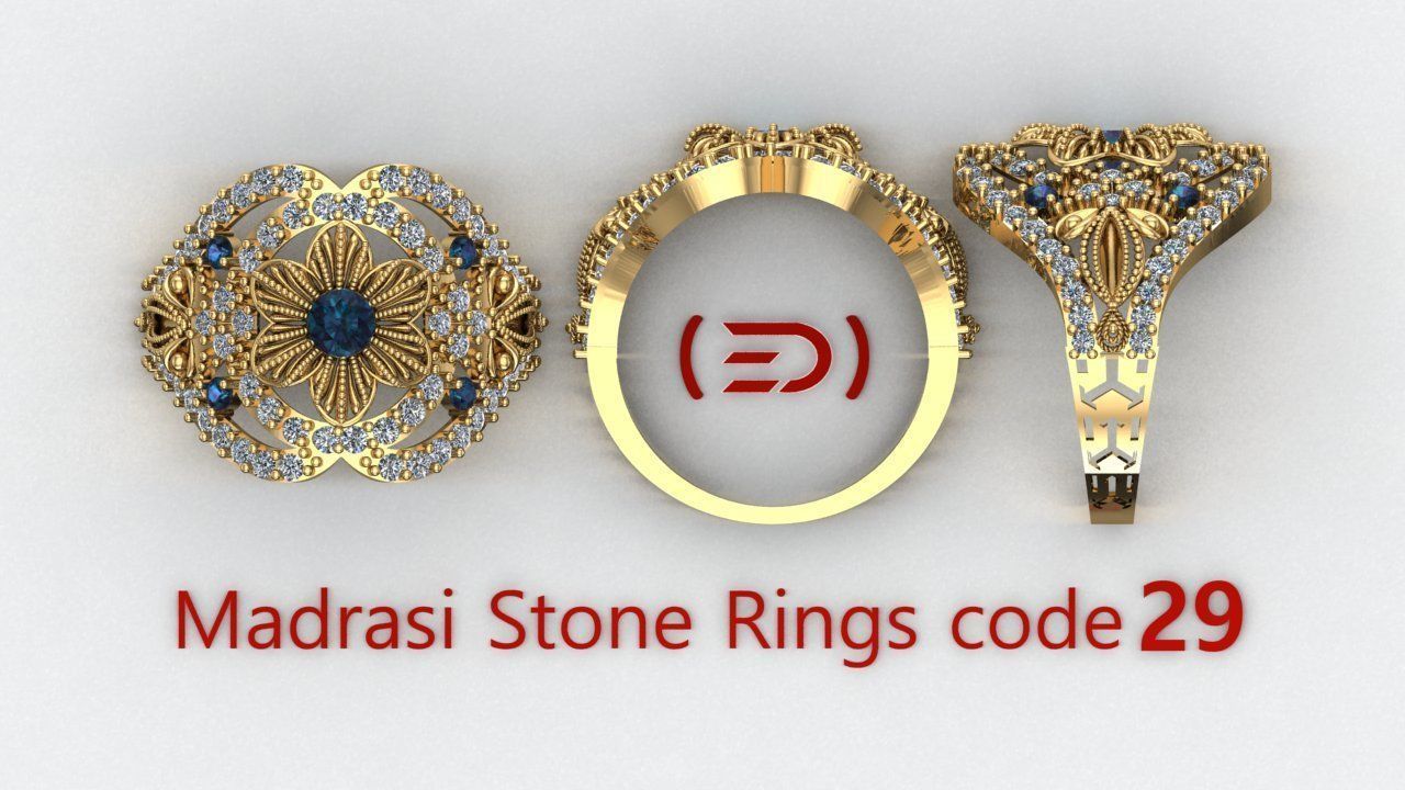 Madrasi And Stone Rings Collection  3D print model_28