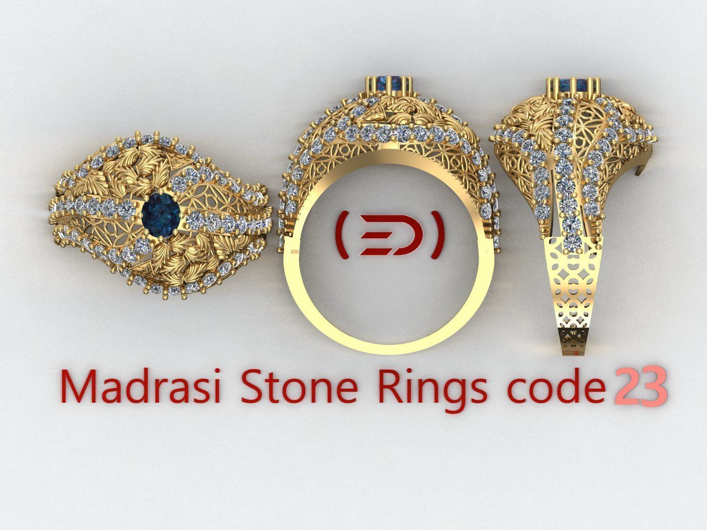 Madrasi And Stone Rings Collection  3D print model_22
