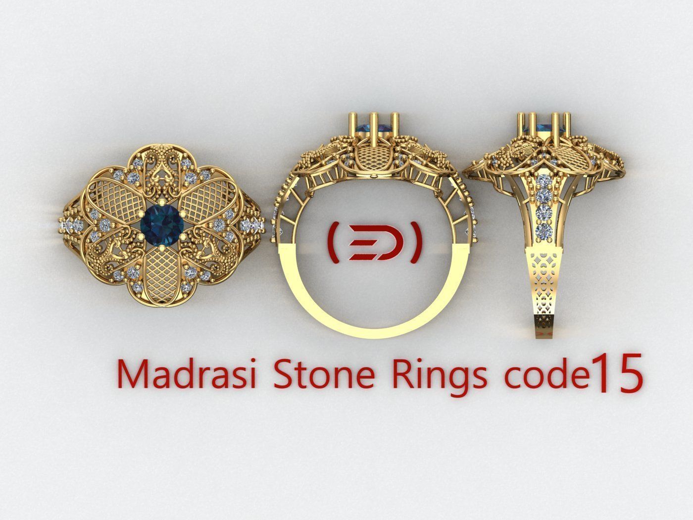 Madrasi And Stone Rings Collection  3D print model_14
