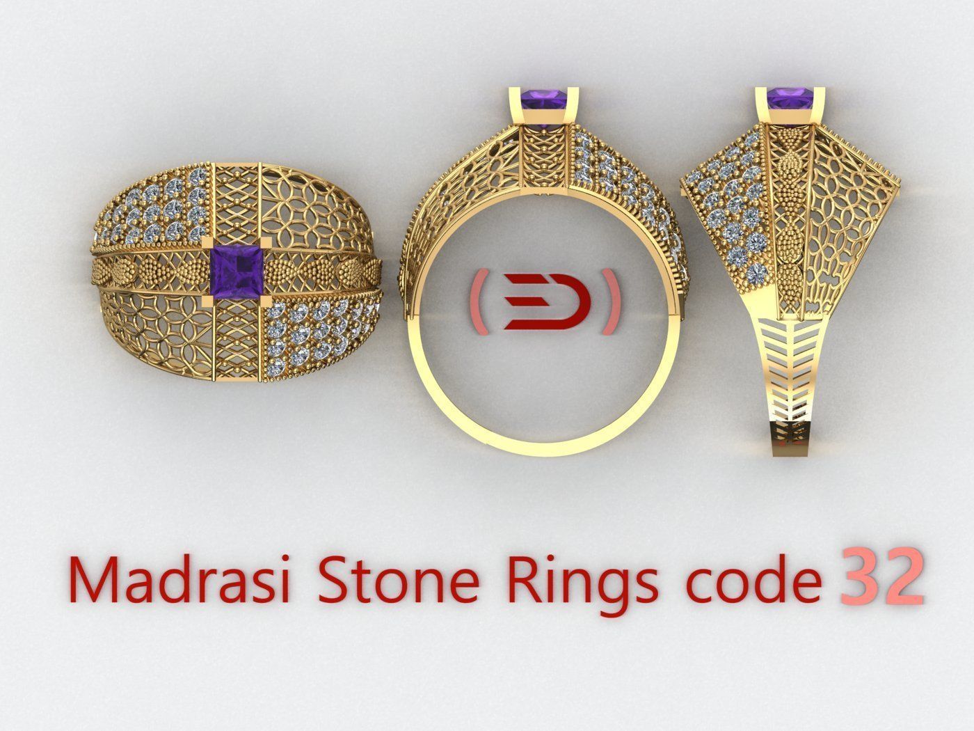 Madrasi And Stone Rings Collection  3D print model_31