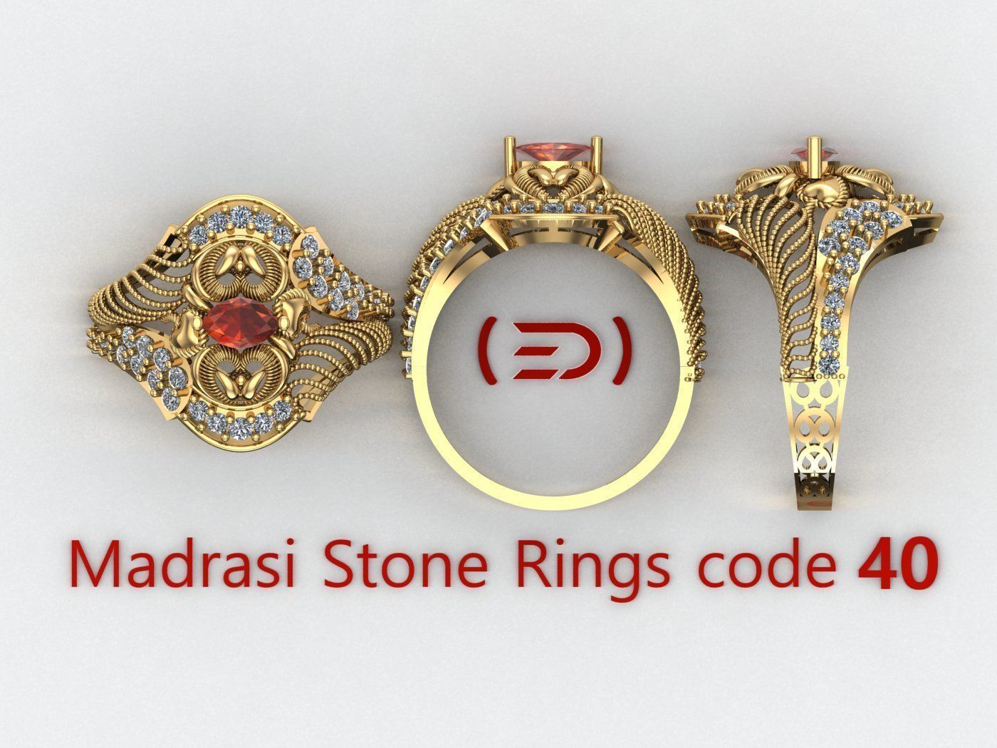 Madrasi And Stone Rings Collection  3D print model_39