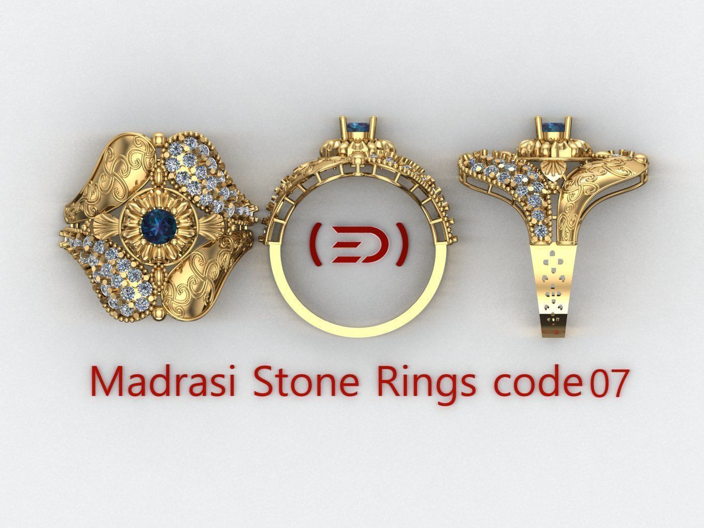Madrasi And Stone Rings Collection  3D print model_5