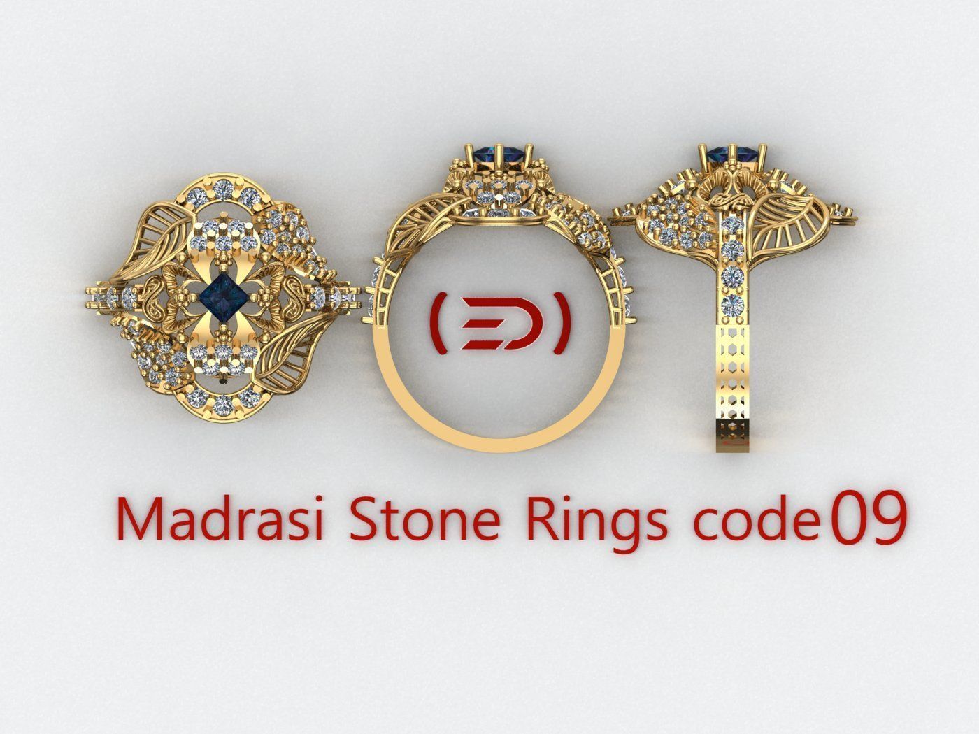 Madrasi And Stone Rings Collection  3D print model_7