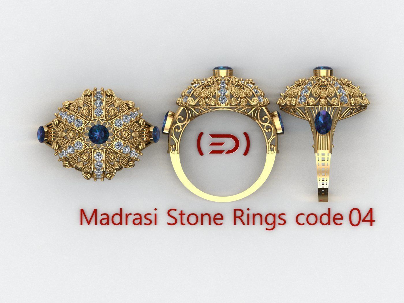 Madrasi And Stone Rings Collection  3D print model_2