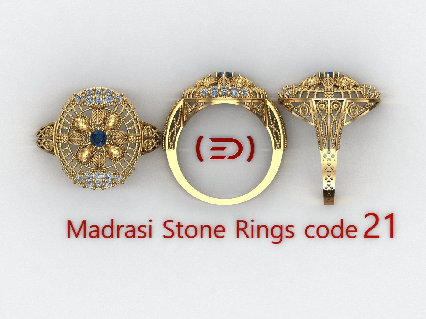 Madrasi And Stone Rings Collection  3D print model_20