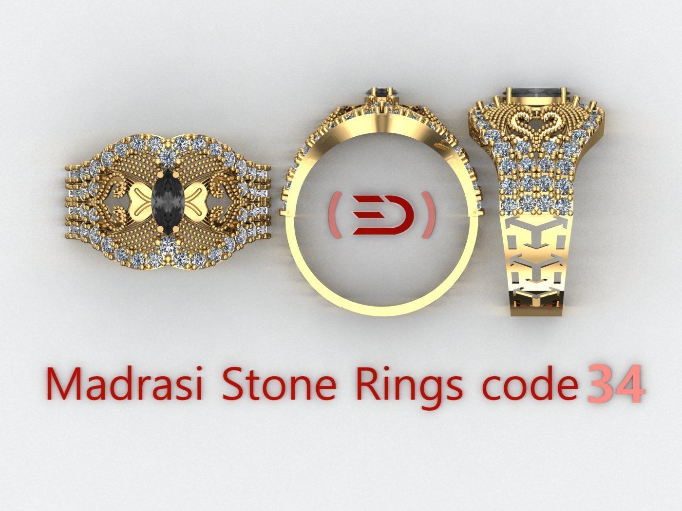Madrasi And Stone Rings Collection  3D print model_33