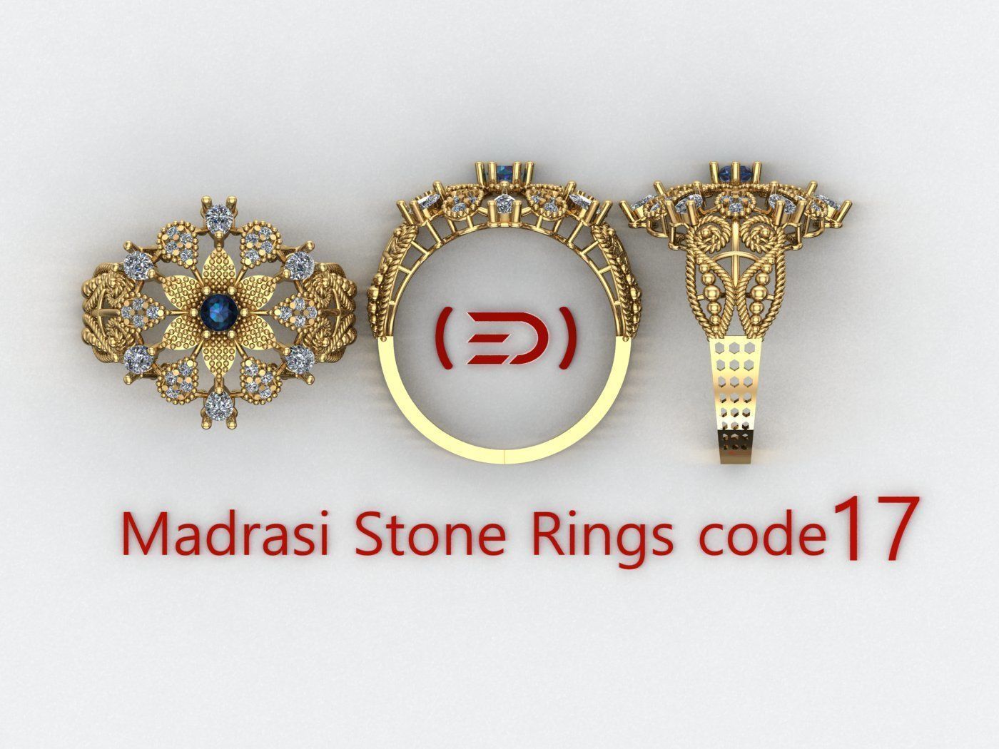 Madrasi And Stone Rings Collection  3D print model_16