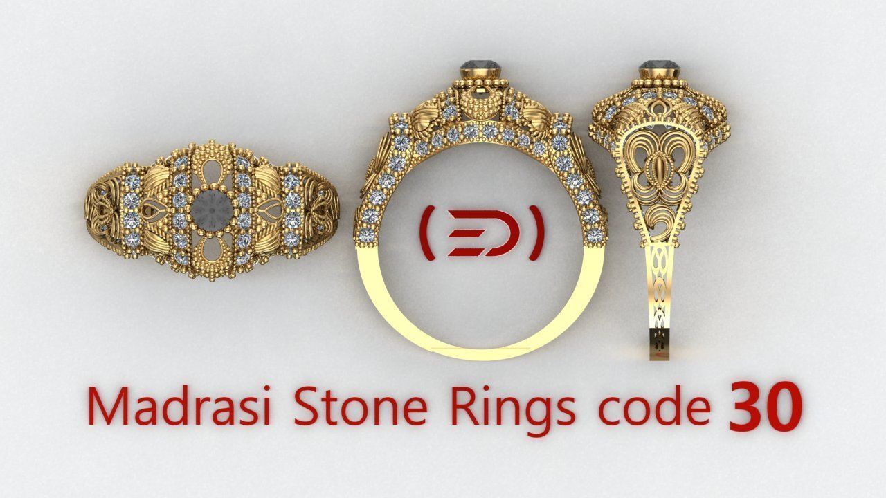 Madrasi And Stone Rings Collection  3D print model_29