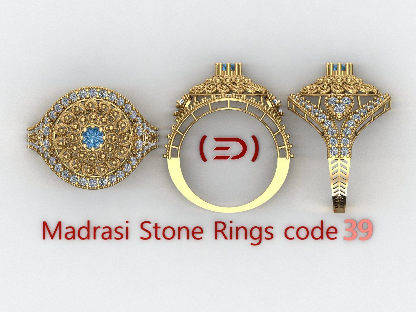 Madrasi And Stone Rings Collection  3D print model_38