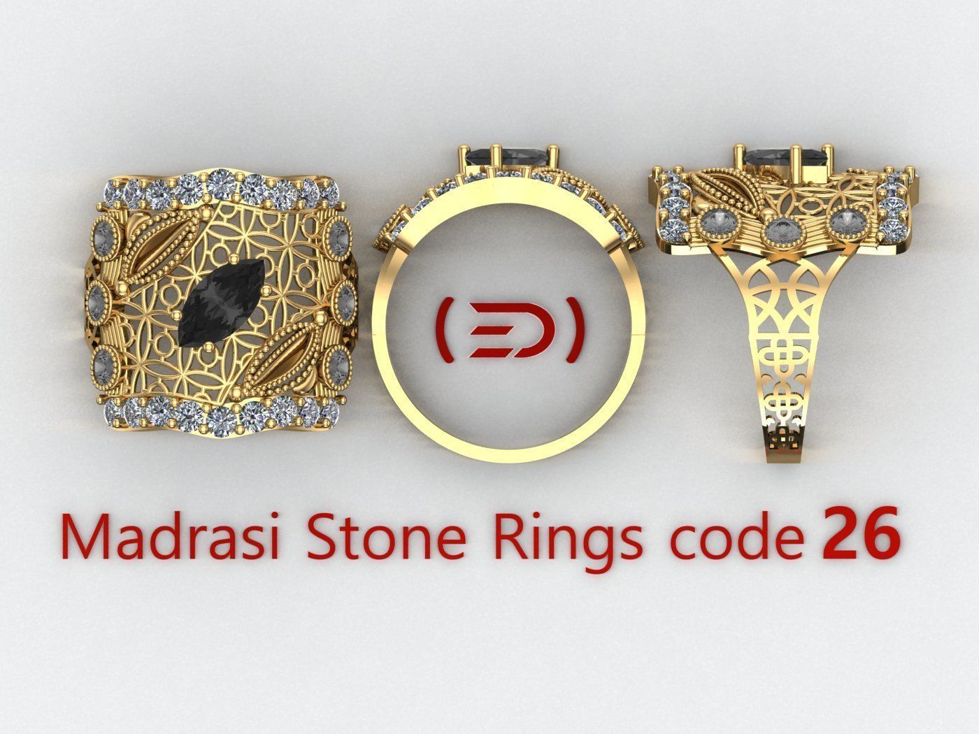Madrasi And Stone Rings Collection  3D print model_25