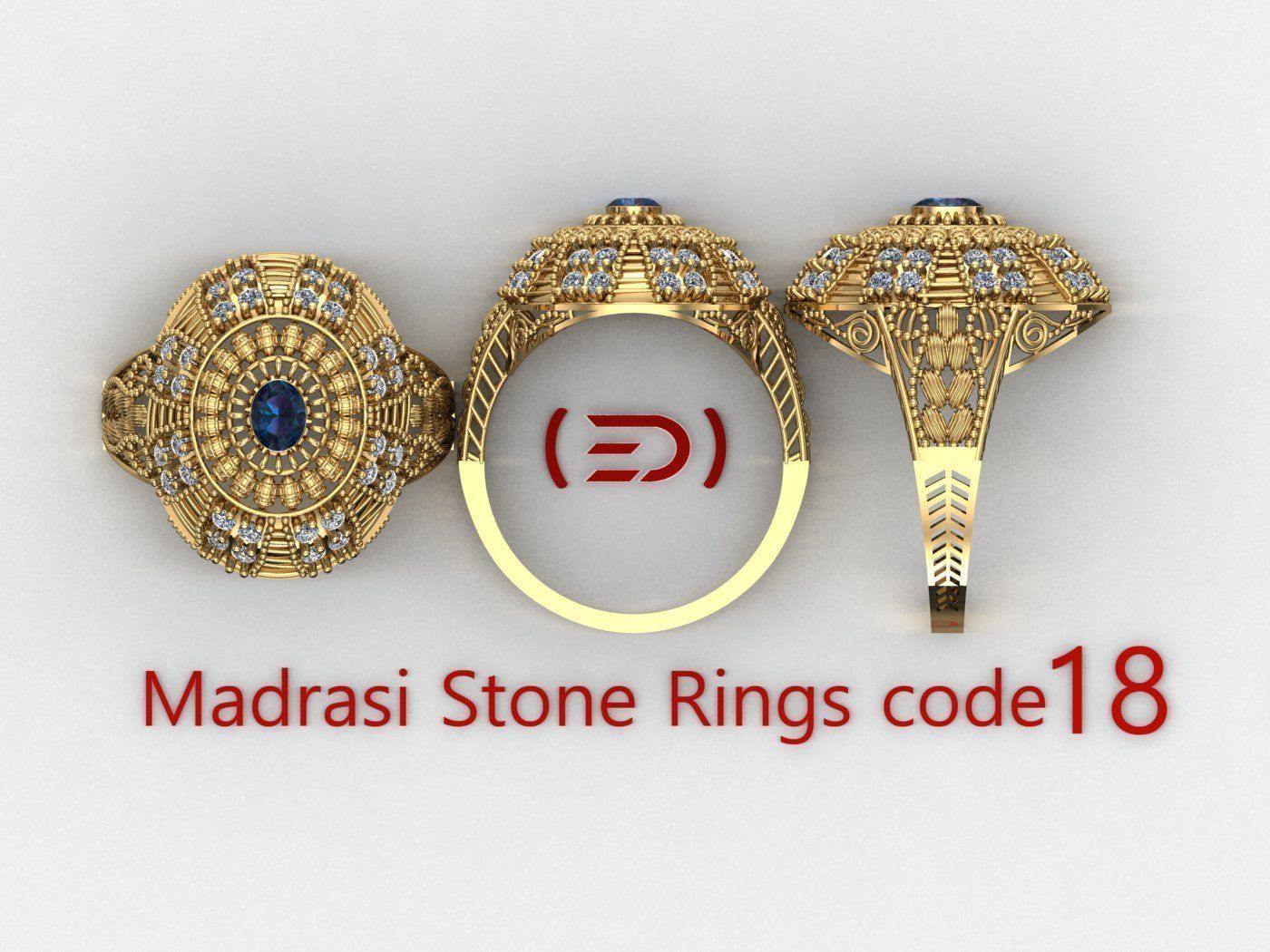 Madrasi And Stone Rings Collection  3D print model_17