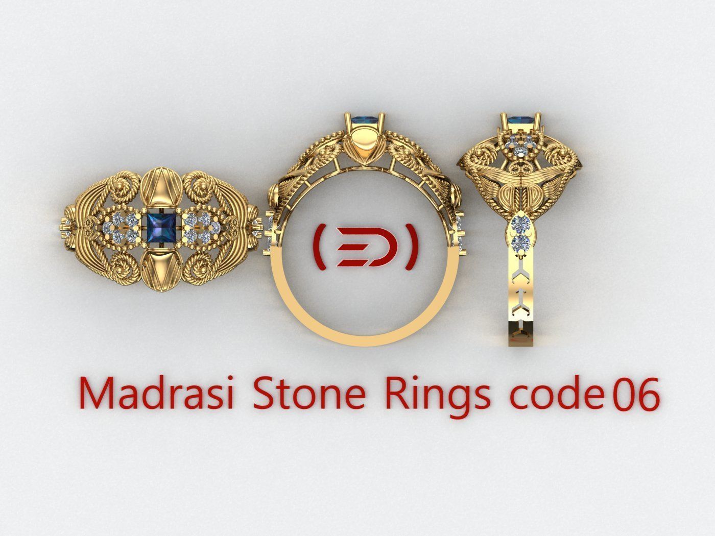 Madrasi And Stone Rings Collection  3D print model_4