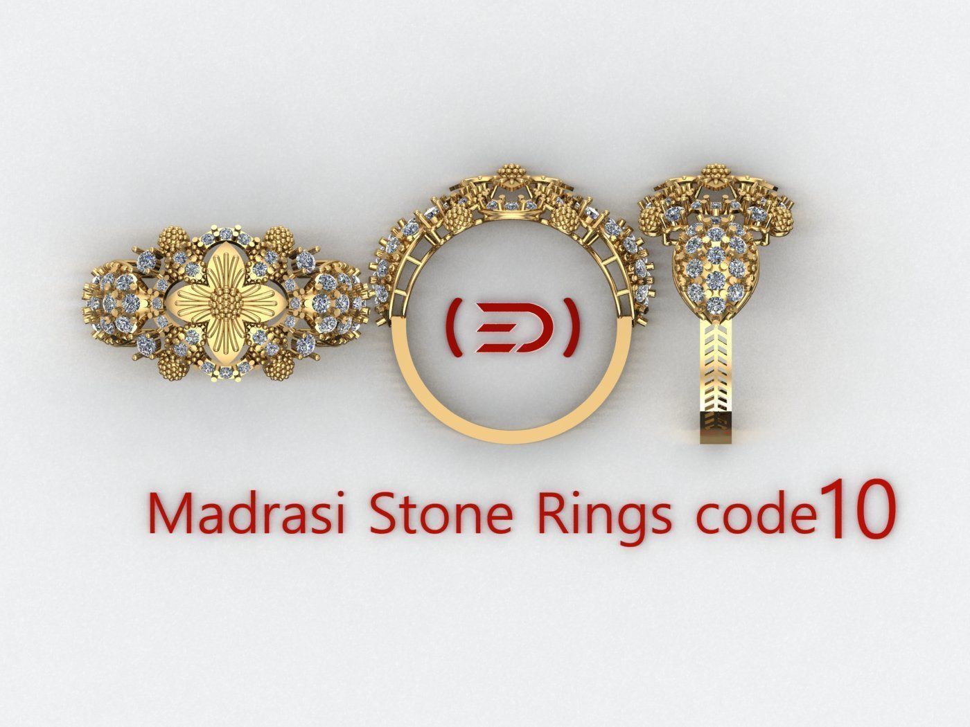 Madrasi And Stone Rings Collection  3D print model_9