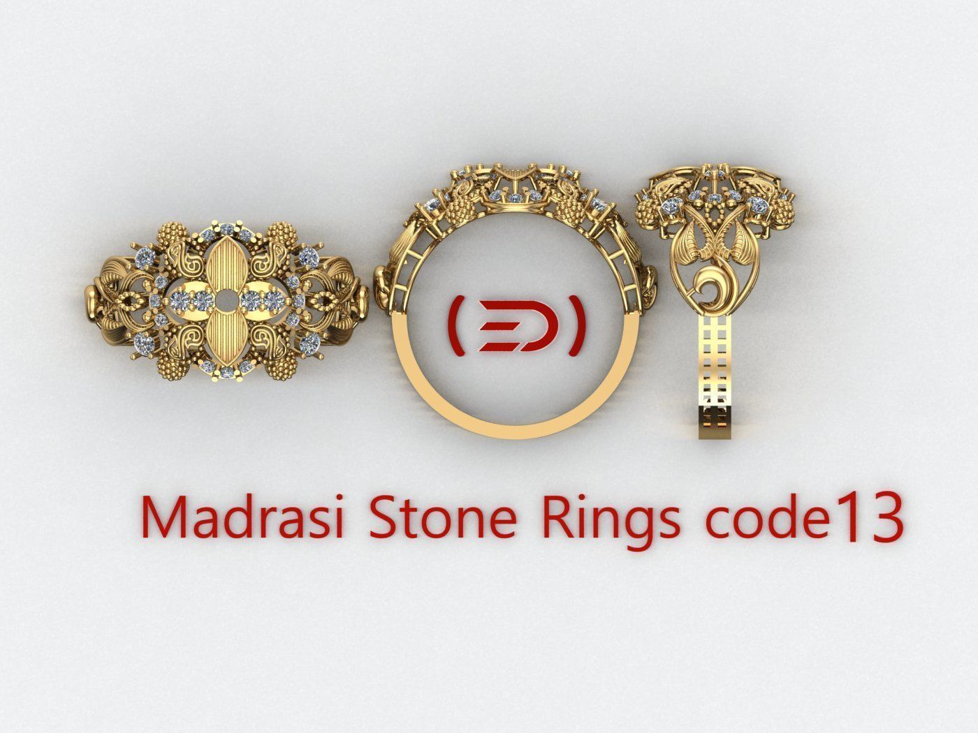 Madrasi And Stone Rings Collection  3D print model_12