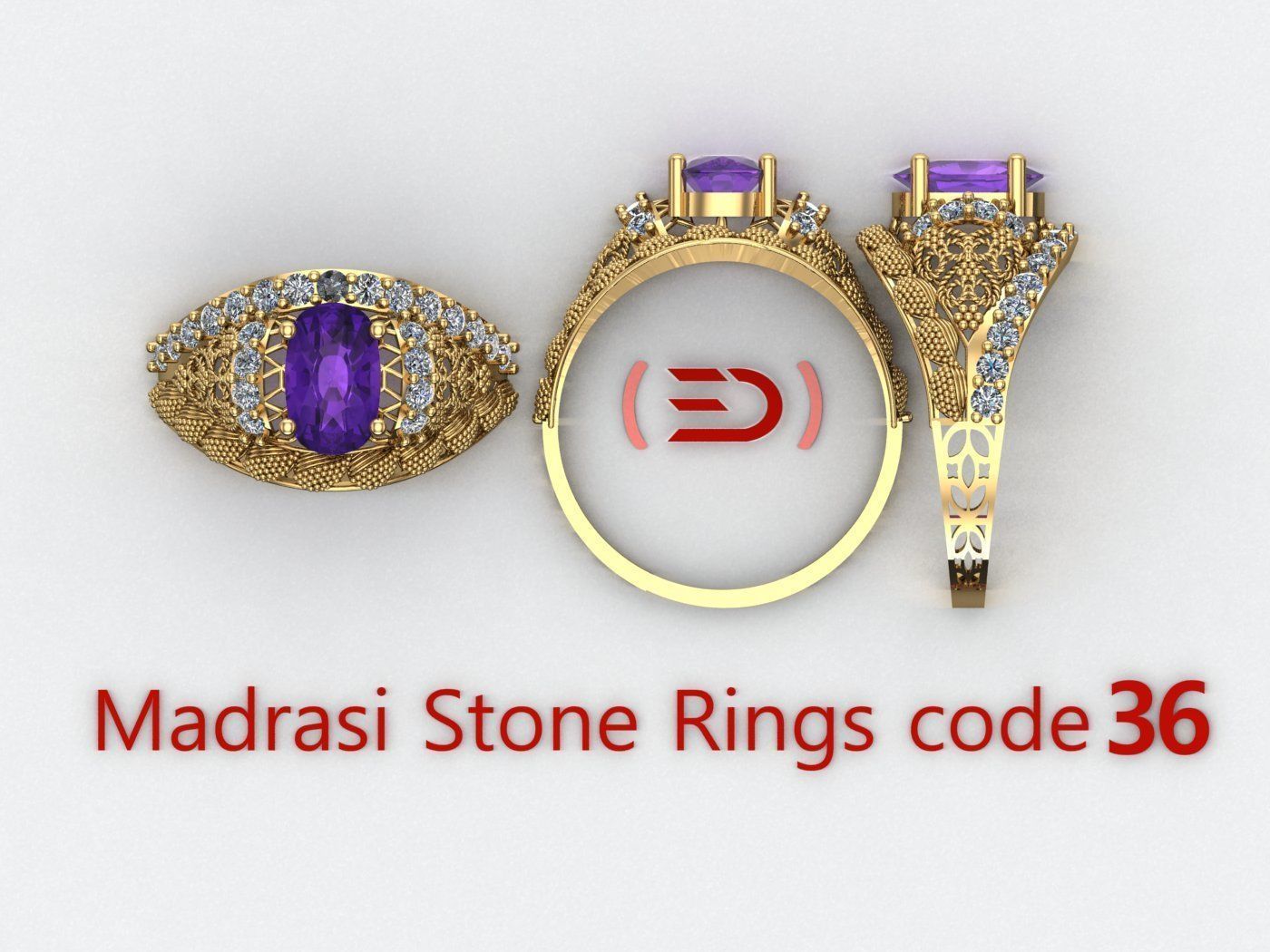 Madrasi And Stone Rings Collection  3D print model_35