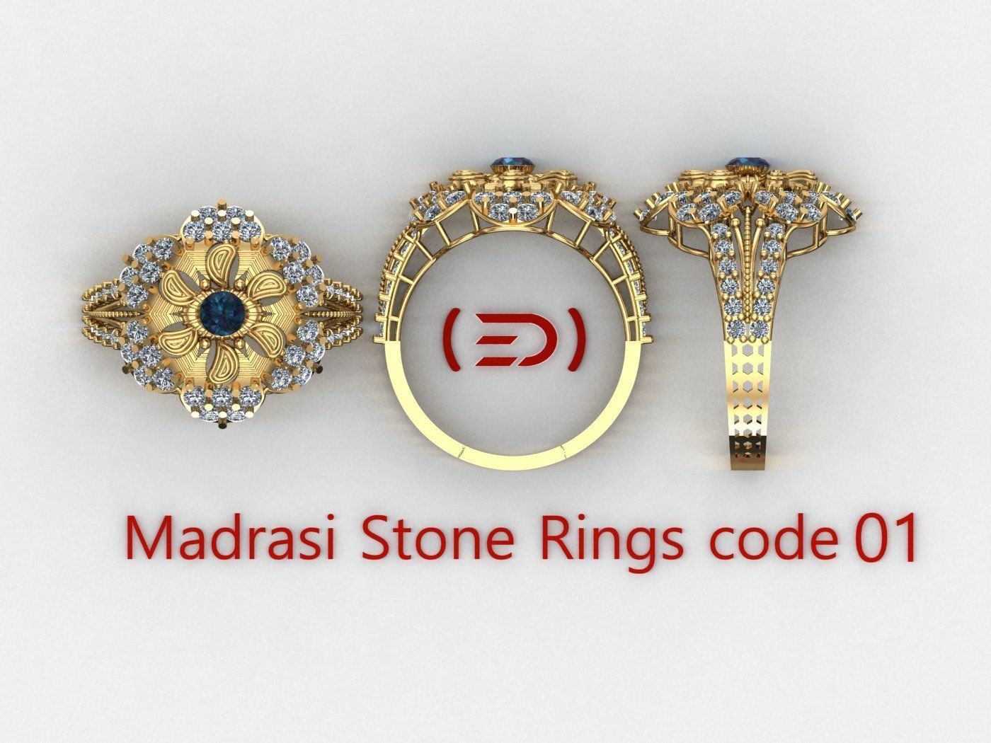 Madrasi And Stone Rings Collection  3D print model_8