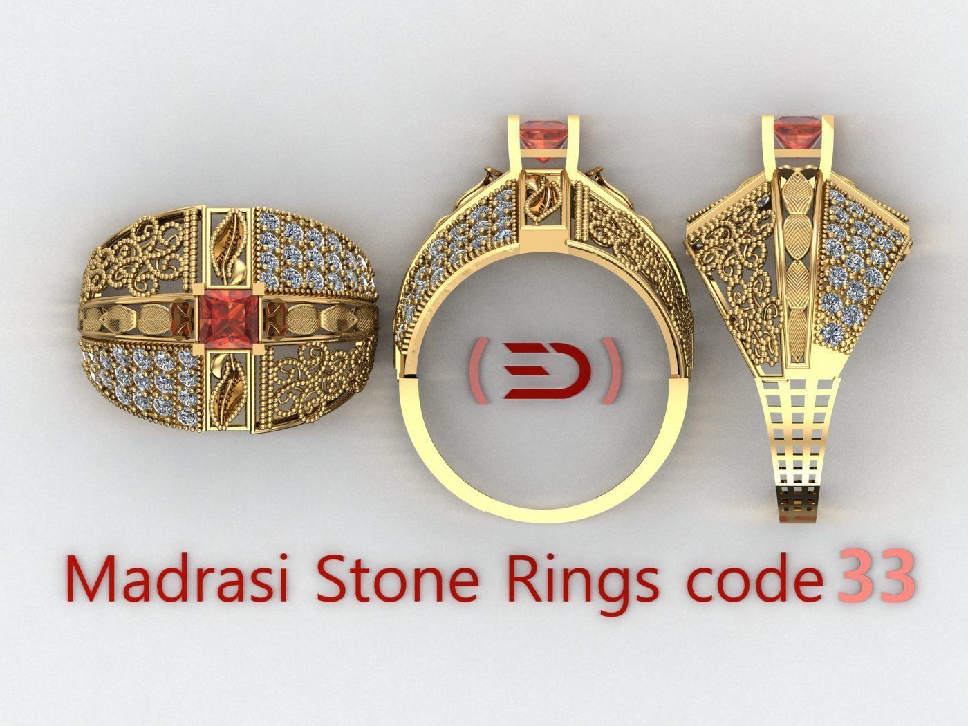 Madrasi And Stone Rings Collection  3D print model_32