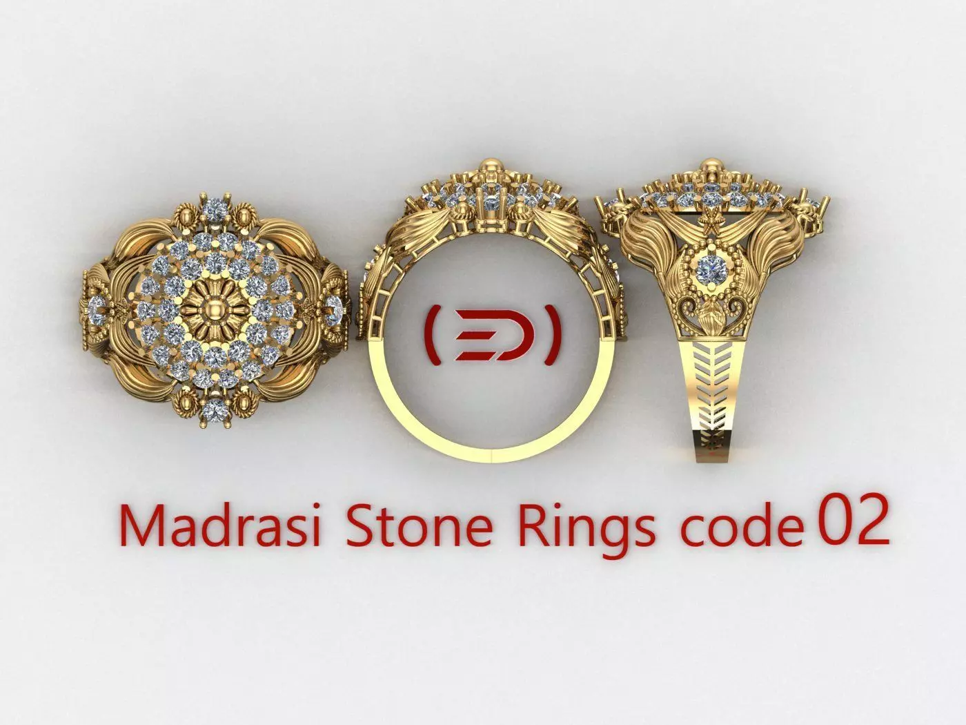 Madrasi And Stone Rings Collection  3D print model_0