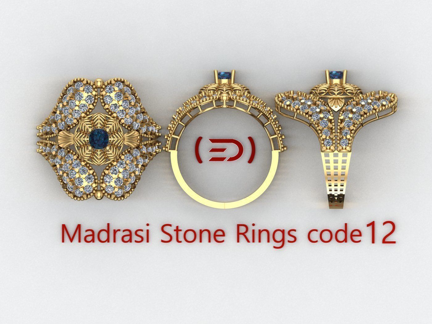 Madrasi And Stone Rings Collection  3D print model_11