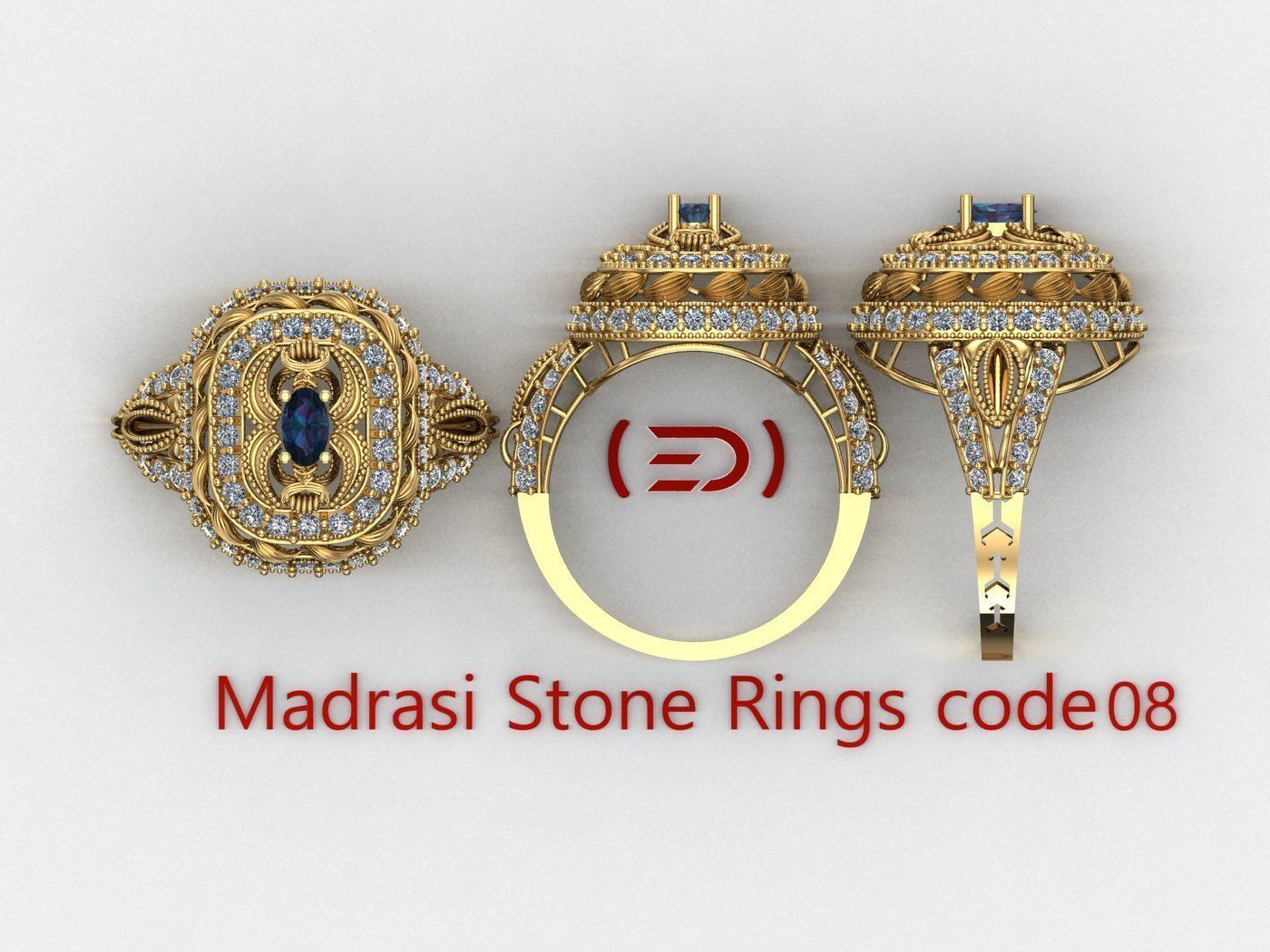 Madrasi And Stone Rings Collection  3D print model_6