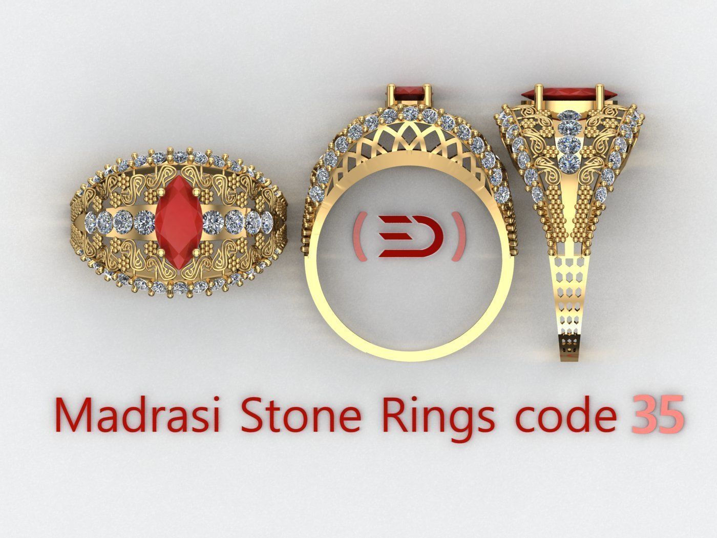 Madrasi And Stone Rings Collection  3D print model_34