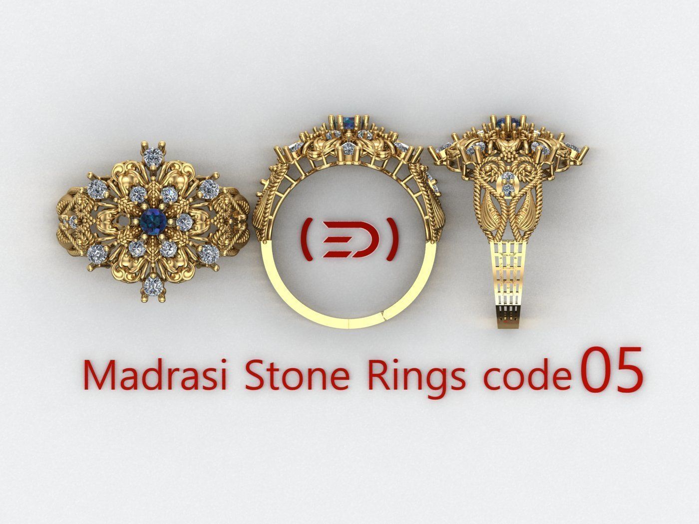 Madrasi And Stone Rings Collection  3D print model_3