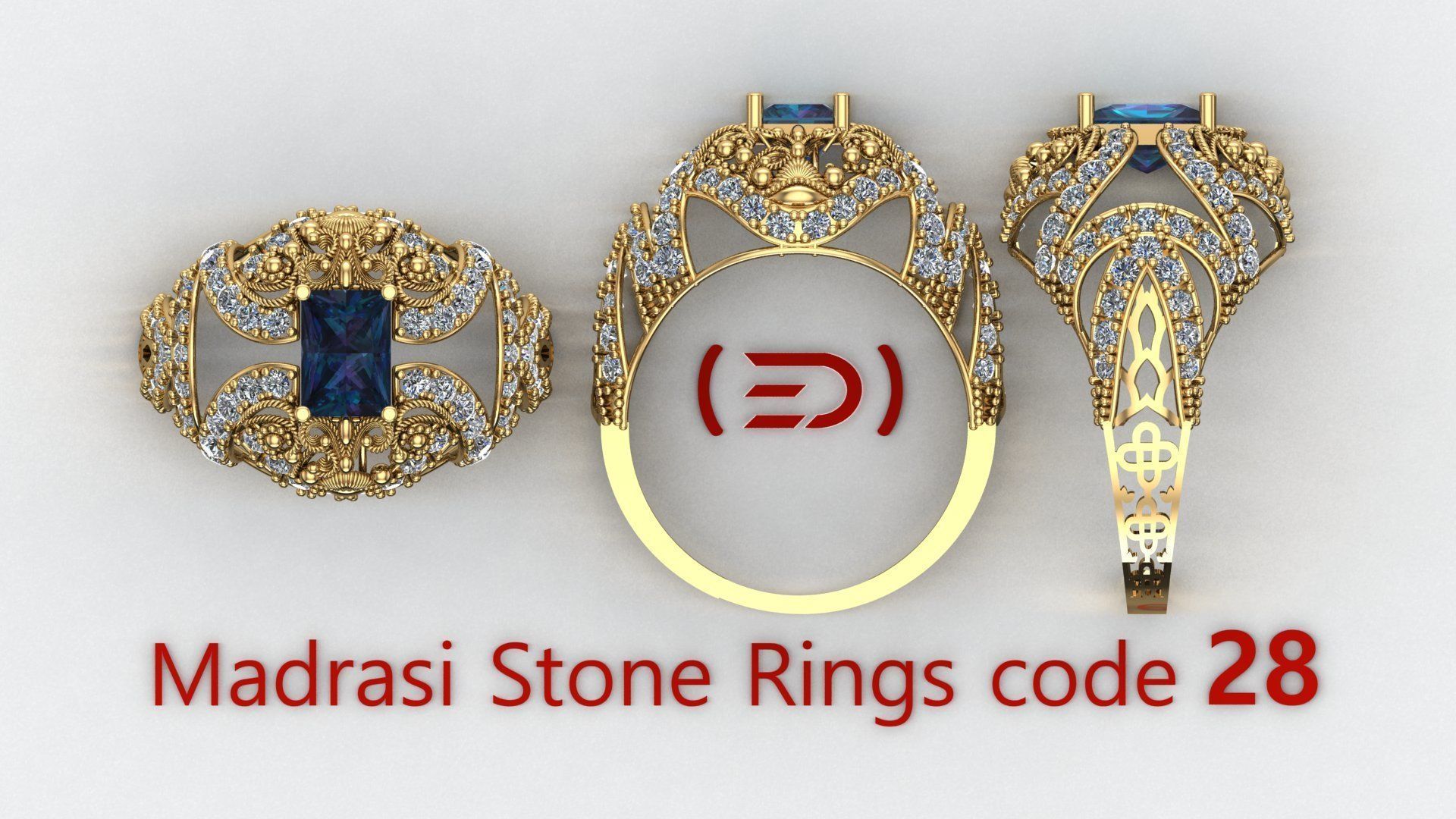 Madrasi And Stone Rings Collection  3D print model_27