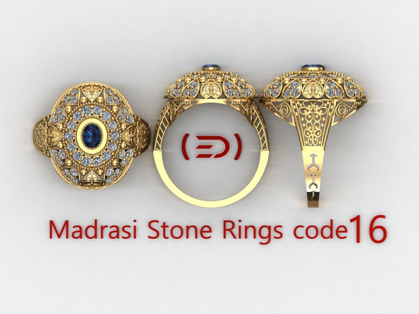 Madrasi And Stone Rings Collection  3D print model_15