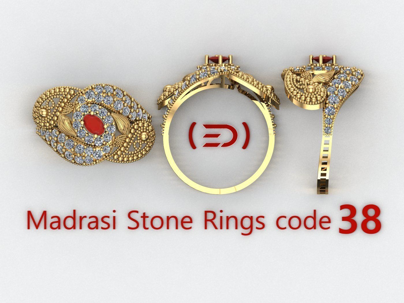 Madrasi And Stone Rings Collection  3D print model_37