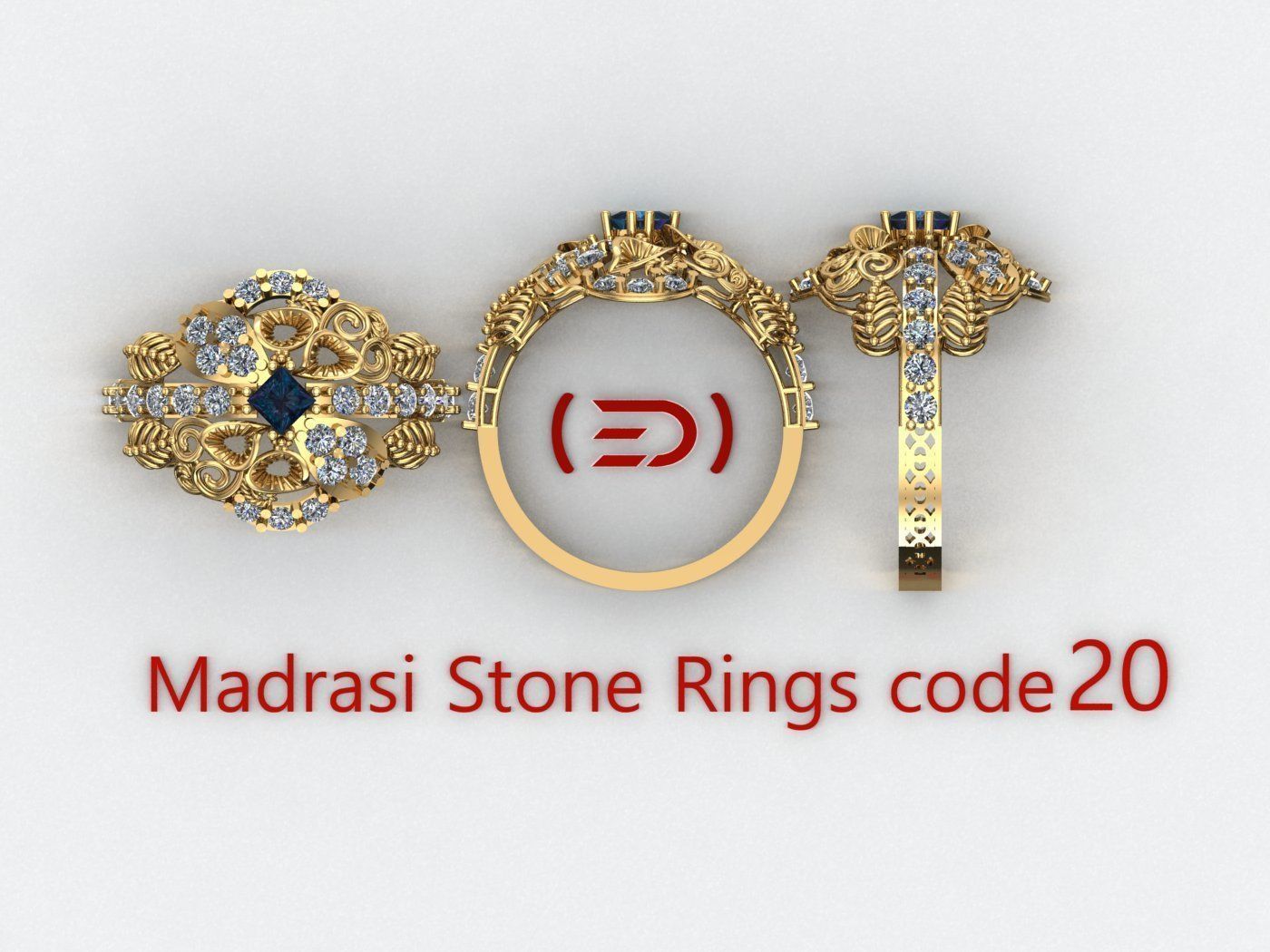 Madrasi And Stone Rings Collection  3D print model_19