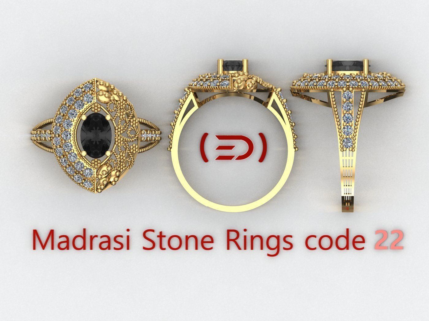 Madrasi And Stone Rings Collection  3D print model_21