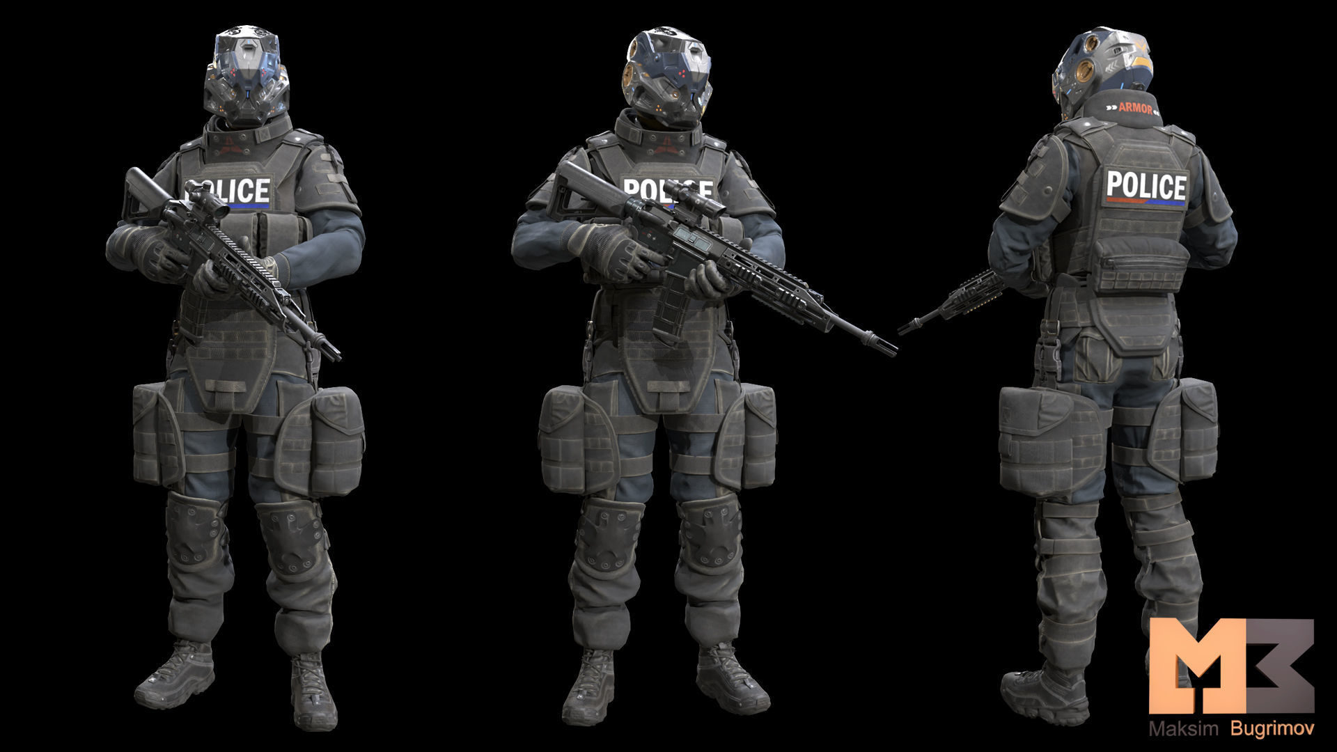 Female Soldiers Pack Low-poly 3D model_50