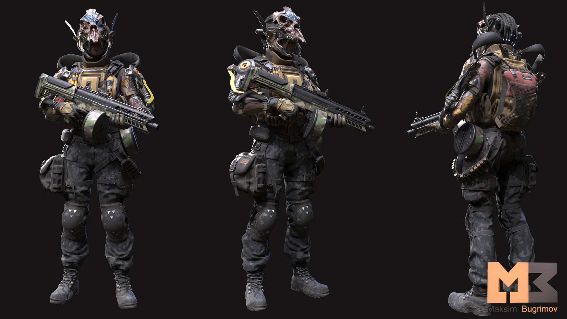 Female Soldiers Pack Low-poly 3D model_28